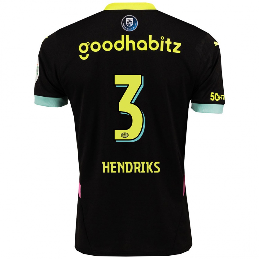 Niño Camiseta Gwyneth Hendriks #3 Negro Amarillo 2ª Equipación 2024/25 La Camisa Chile