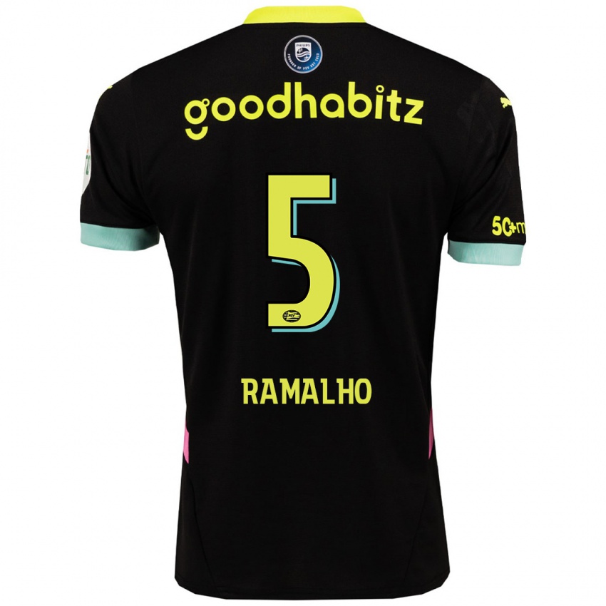 Niño Camiseta Andre Ramalho #5 Negro Amarillo 2ª Equipación 2024/25 La Camisa Chile