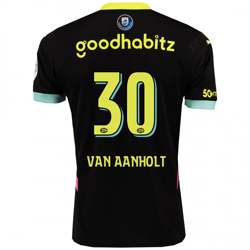 Niño Camiseta Patrick Van Aanholt #30 Negro Amarillo 2ª Equipación 2024/25 La Camisa Chile