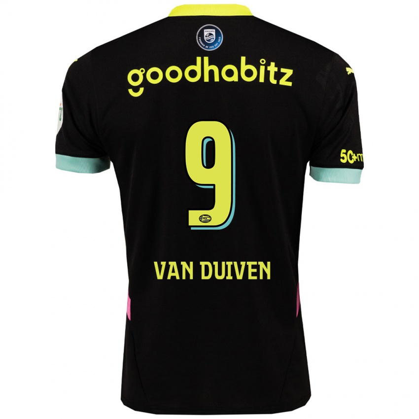 Niño Camiseta Jason Van Duiven #9 Negro Amarillo 2ª Equipación 2024/25 La Camisa Chile