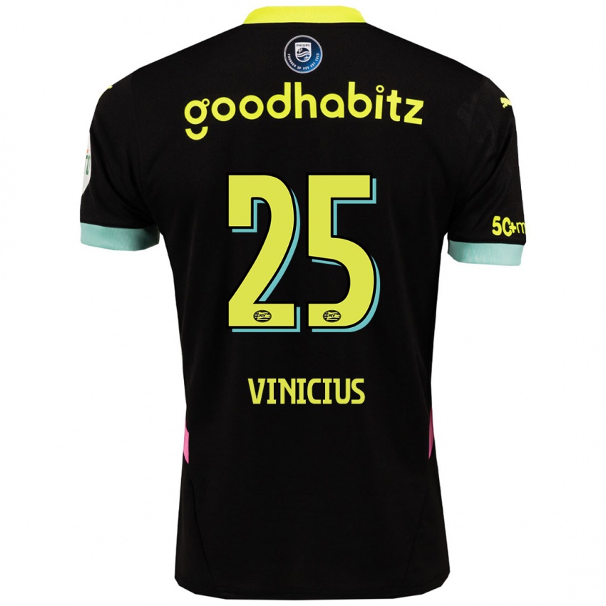 Niño Camiseta Carlos Vinicius #25 Negro Amarillo 2ª Equipación 2024/25 La Camisa Chile