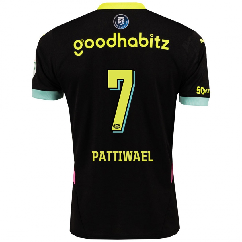 Niño Camiseta Naomi Pattiwael #7 Negro Amarillo 2ª Equipación 2024/25 La Camisa Chile