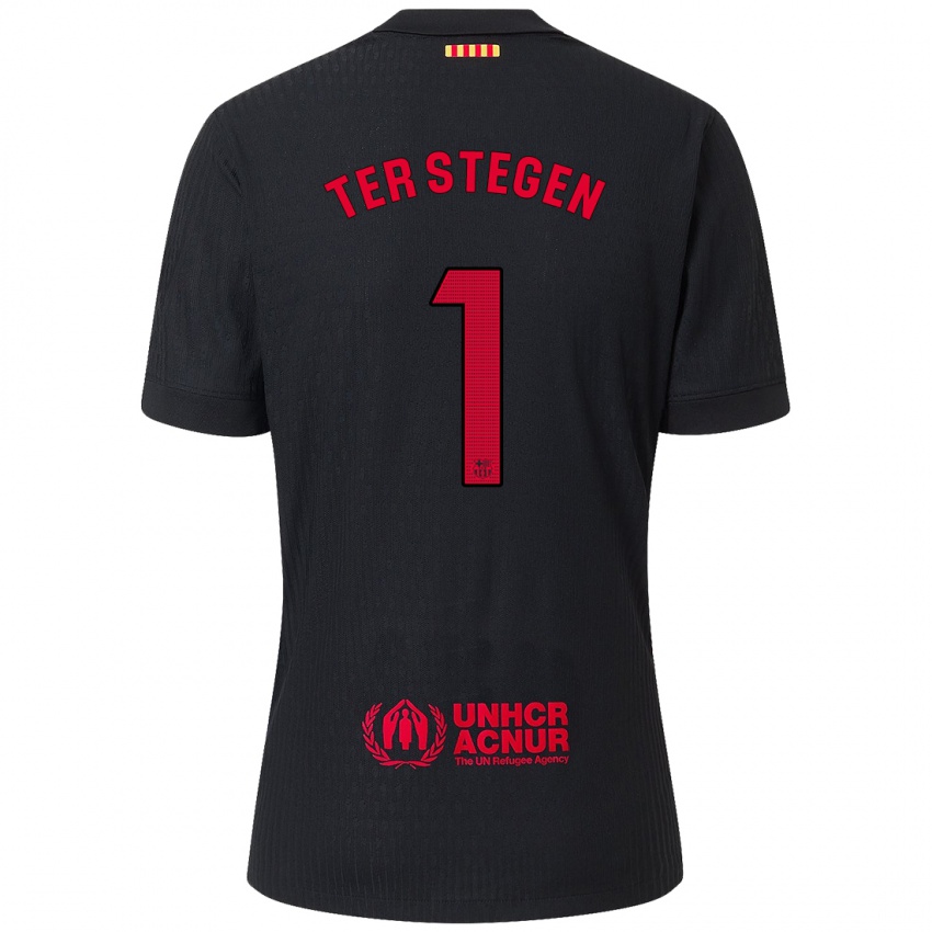 Niño Camiseta Marc-Andre Ter Stegen #1 Negro Rojo 2ª Equipación 2024/25 La Camisa Chile