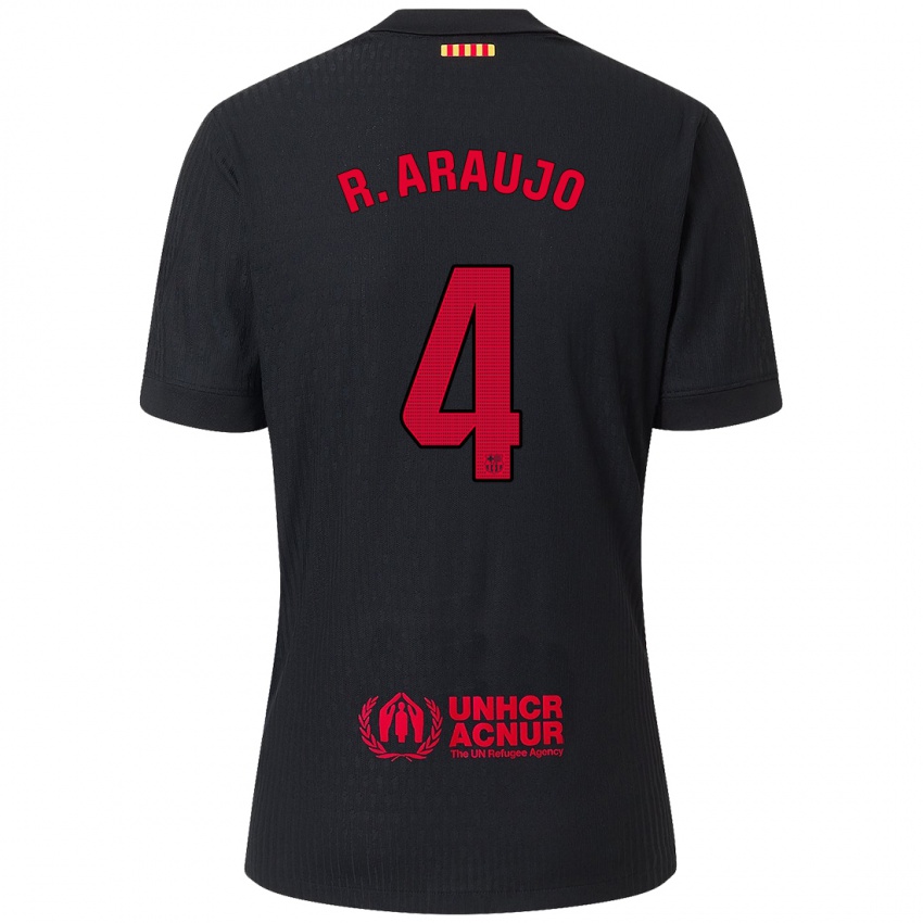 Niño Camiseta Ronald Araújo #4 Negro Rojo 2ª Equipación 2024/25 La Camisa Chile