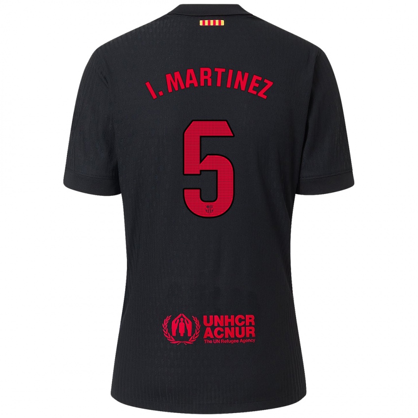 Niño Camiseta Iñigo Martínez #5 Negro Rojo 2ª Equipación 2024/25 La Camisa Chile