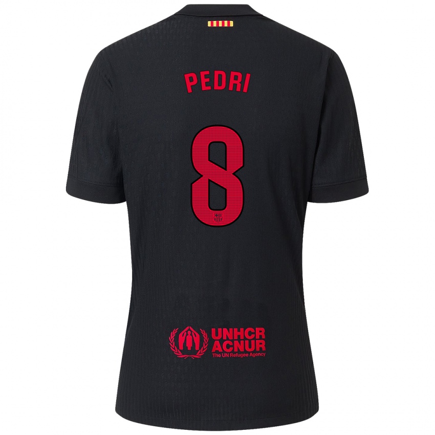 Niño Camiseta Pedri #8 Negro Rojo 2ª Equipación 2024/25 La Camisa Chile