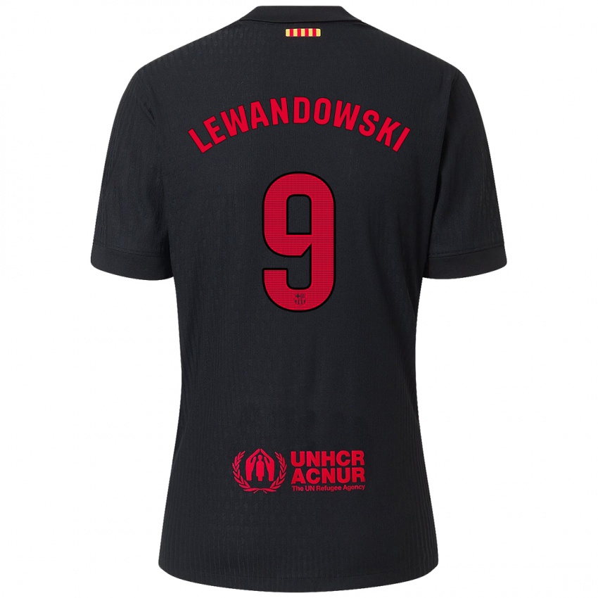 Niño Camiseta Robert Lewandowski #9 Negro Rojo 2ª Equipación 2024/25 La Camisa Chile