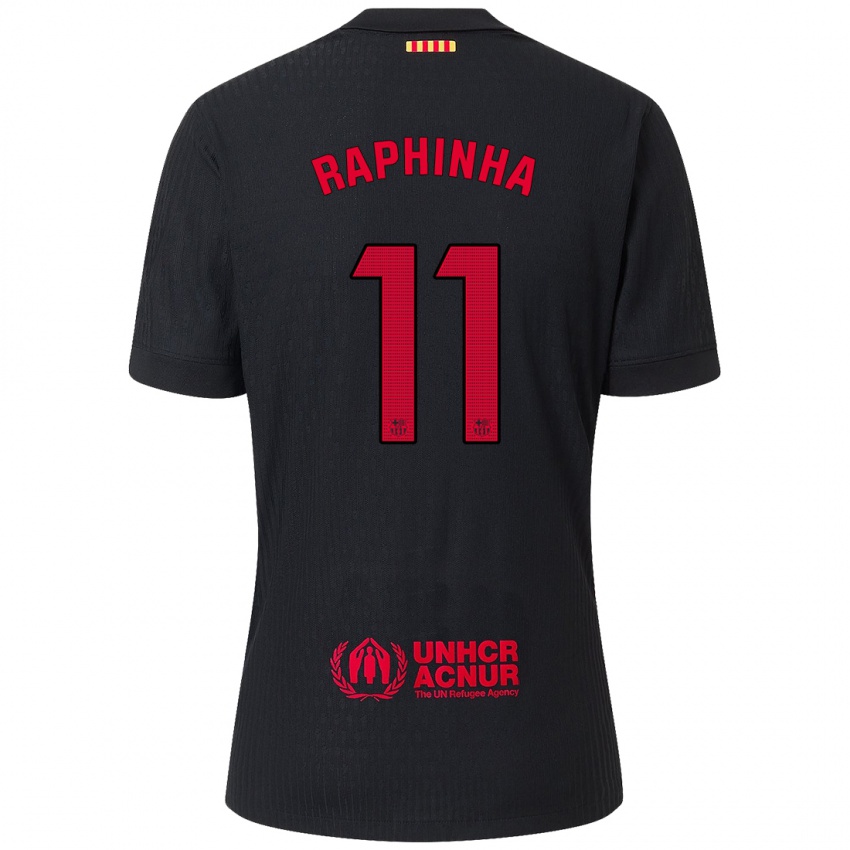 Niño Camiseta Raphinha #11 Negro Rojo 2ª Equipación 2024/25 La Camisa Chile