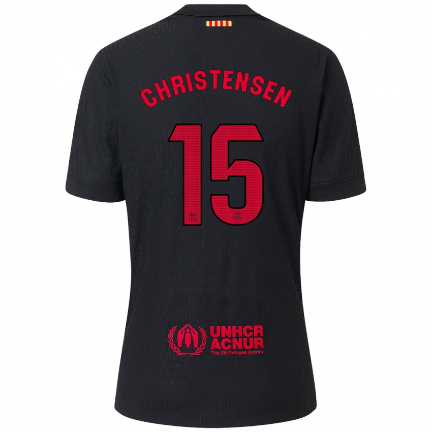 Niño Camiseta Andreas Christensen #15 Negro Rojo 2ª Equipación 2024/25 La Camisa Chile