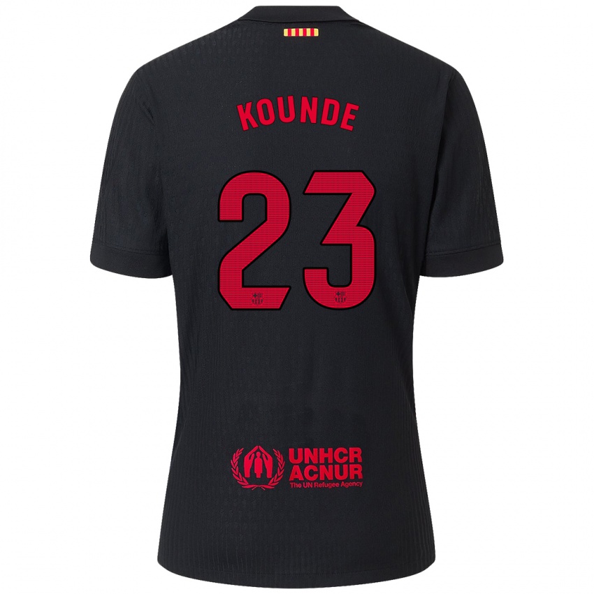 Niño Camiseta Jules Kounde #23 Negro Rojo 2ª Equipación 2024/25 La Camisa Chile