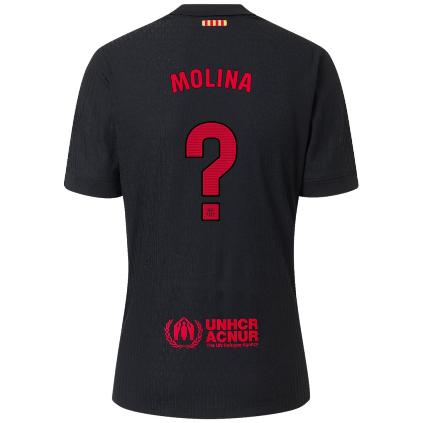 Niño Camiseta Jan Molina #0 Negro Rojo 2ª Equipación 2024/25 La Camisa Chile