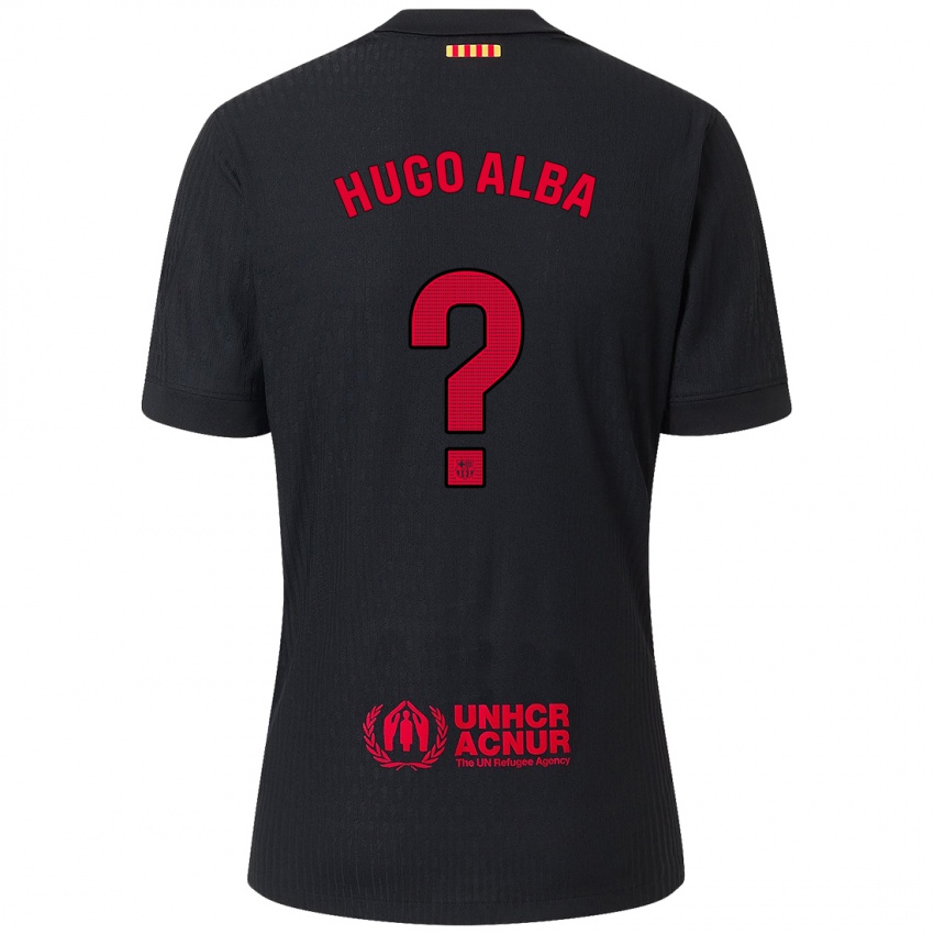 Niño Camiseta Hugo Alba #0 Negro Rojo 2ª Equipación 2024/25 La Camisa Chile