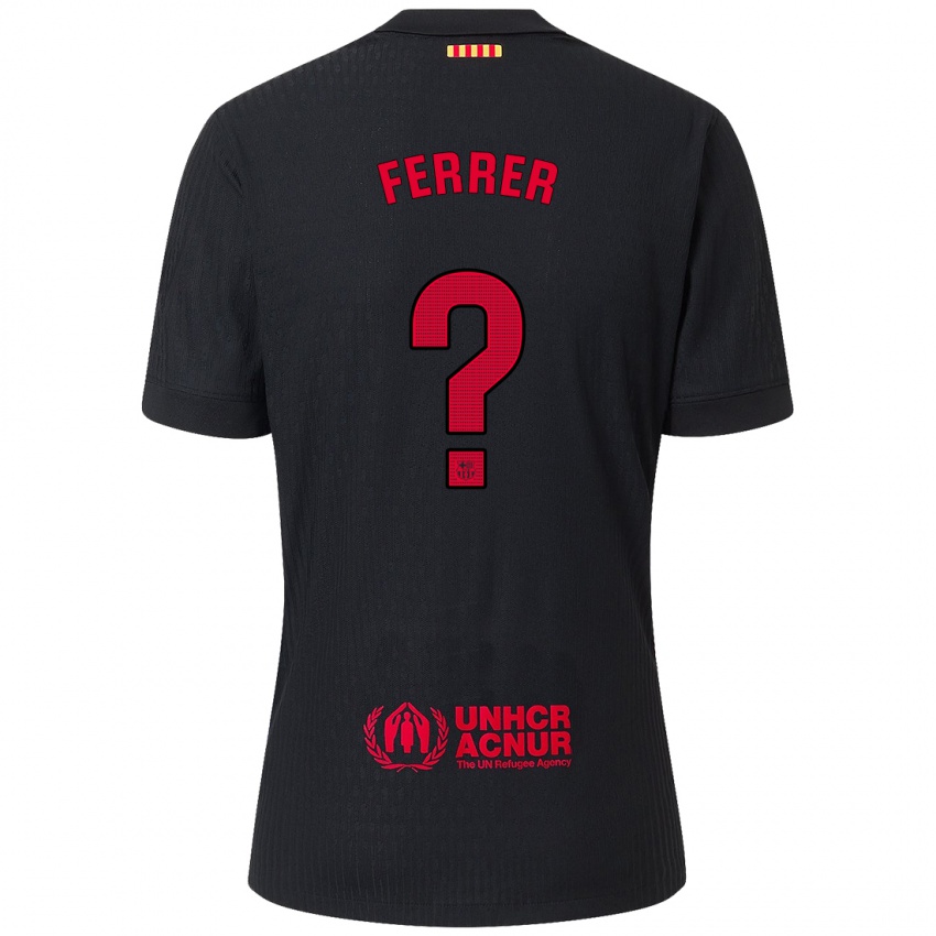 Niño Camiseta Dani Ferrer #0 Negro Rojo 2ª Equipación 2024/25 La Camisa Chile