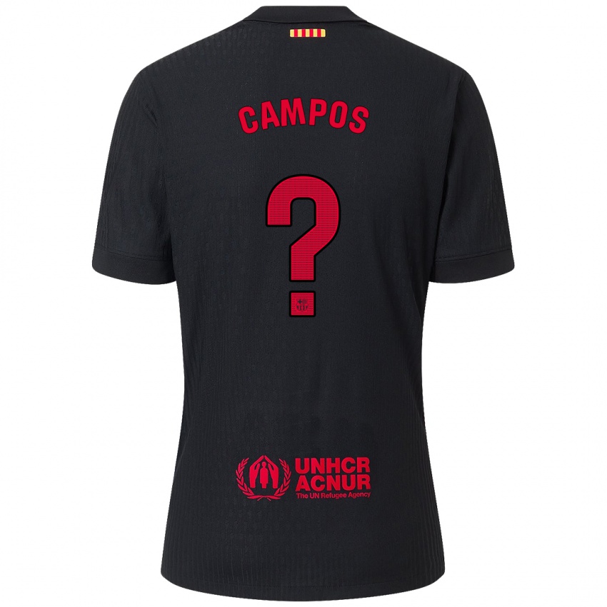 Niño Camiseta Alex Campos #0 Negro Rojo 2ª Equipación 2024/25 La Camisa Chile