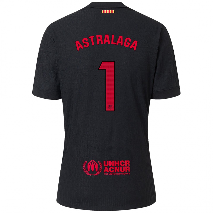 Niño Camiseta Ander Astralaga #1 Negro Rojo 2ª Equipación 2024/25 La Camisa Chile