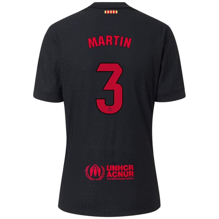 Niño Camiseta Gerard Martin #3 Negro Rojo 2ª Equipación 2024/25 La Camisa Chile