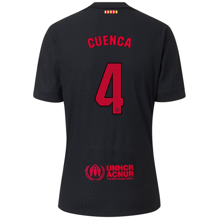 Niño Camiseta Andrés Cuenca #4 Negro Rojo 2ª Equipación 2024/25 La Camisa Chile