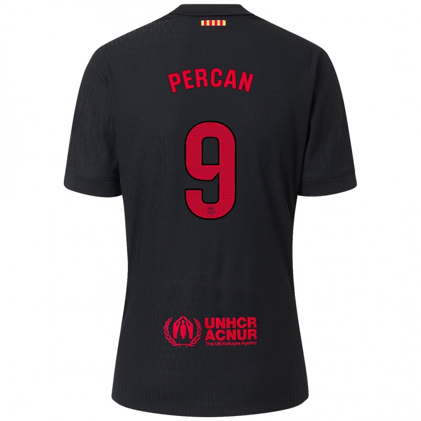 Niño Camiseta Diego Percan #9 Negro Rojo 2ª Equipación 2024/25 La Camisa Chile