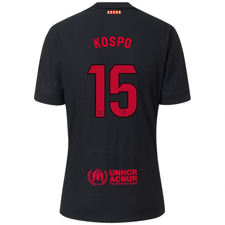 Niño Camiseta Eman Kospo #15 Negro Rojo 2ª Equipación 2024/25 La Camisa Chile