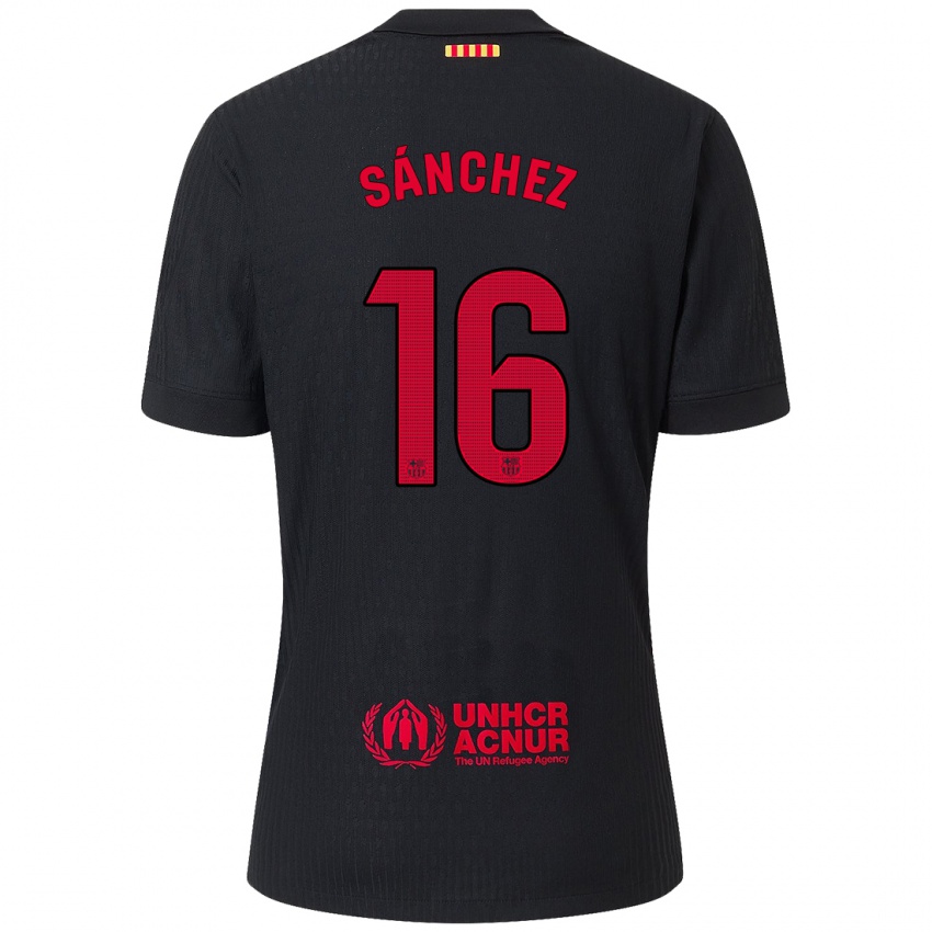 Niño Camiseta Edu Sánchez #16 Negro Rojo 2ª Equipación 2024/25 La Camisa Chile