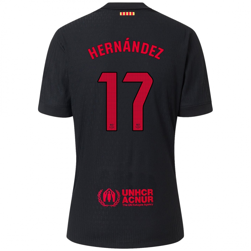 Niño Camiseta Juan Hernández #17 Negro Rojo 2ª Equipación 2024/25 La Camisa Chile