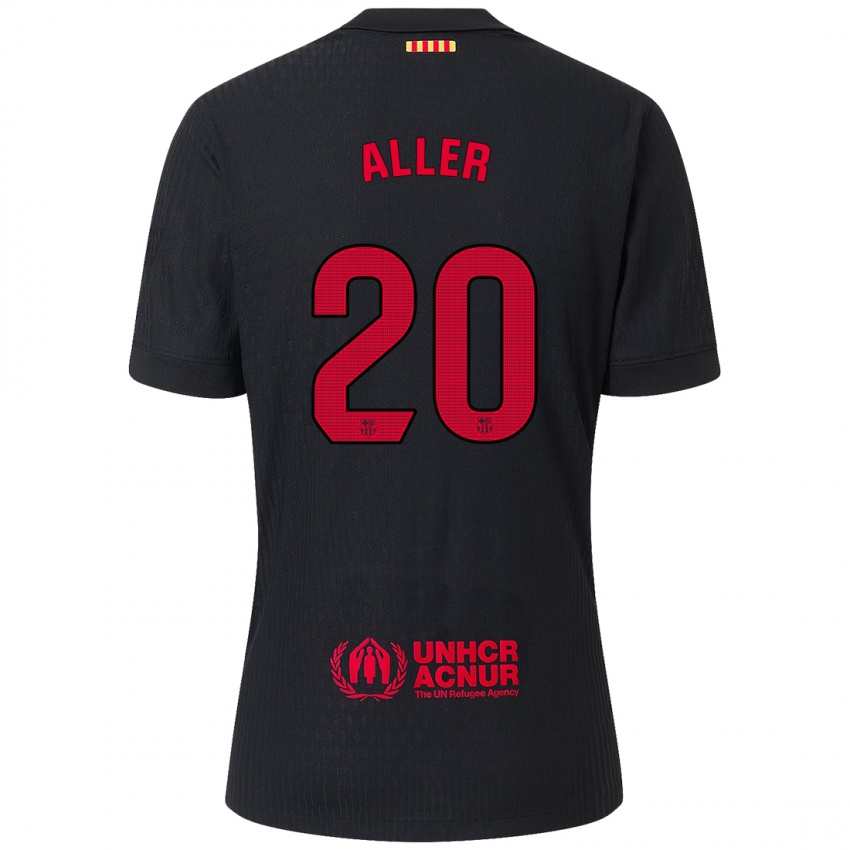 Niño Camiseta Eder Aller #20 Negro Rojo 2ª Equipación 2024/25 La Camisa Chile