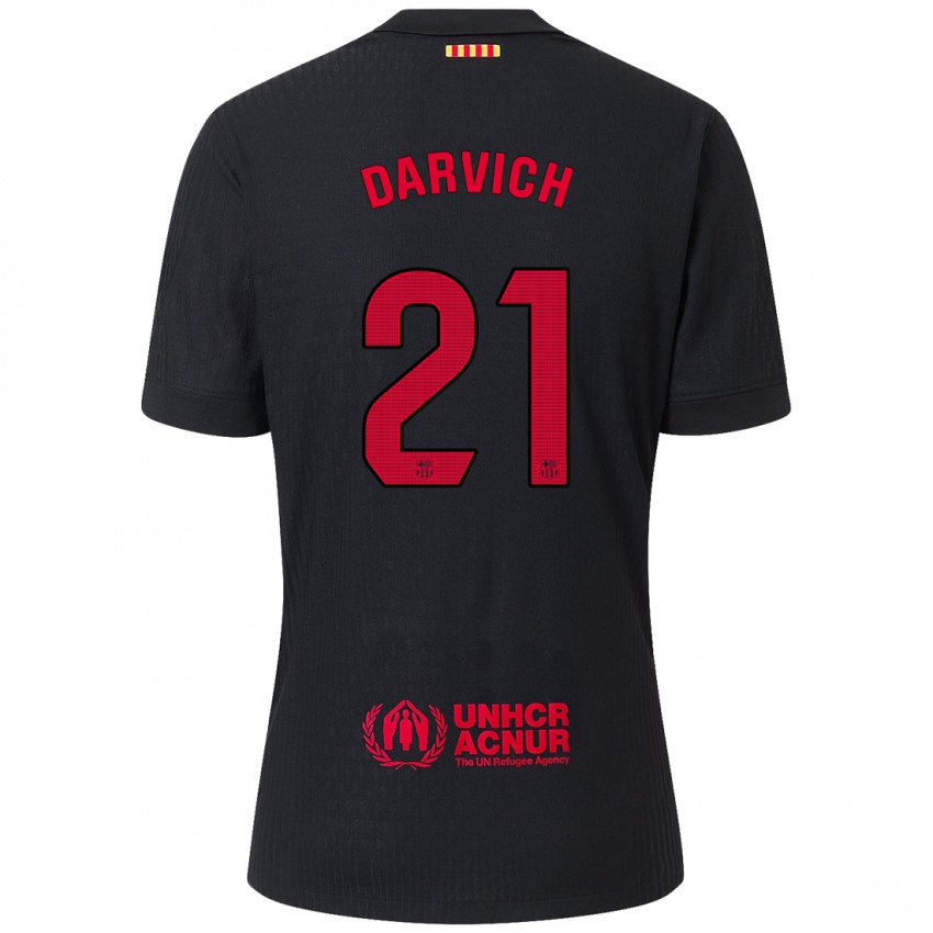 Niño Camiseta Noah Darvich #21 Negro Rojo 2ª Equipación 2024/25 La Camisa Chile