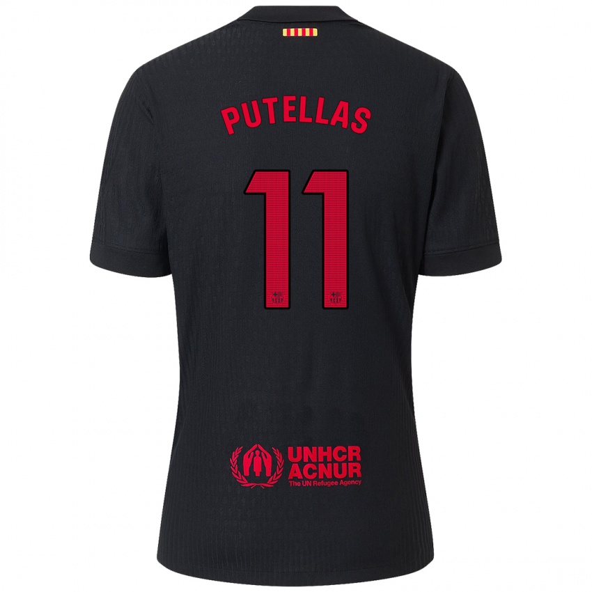 Niño Camiseta Alexia Putellas #11 Negro Rojo 2ª Equipación 2024/25 La Camisa Chile