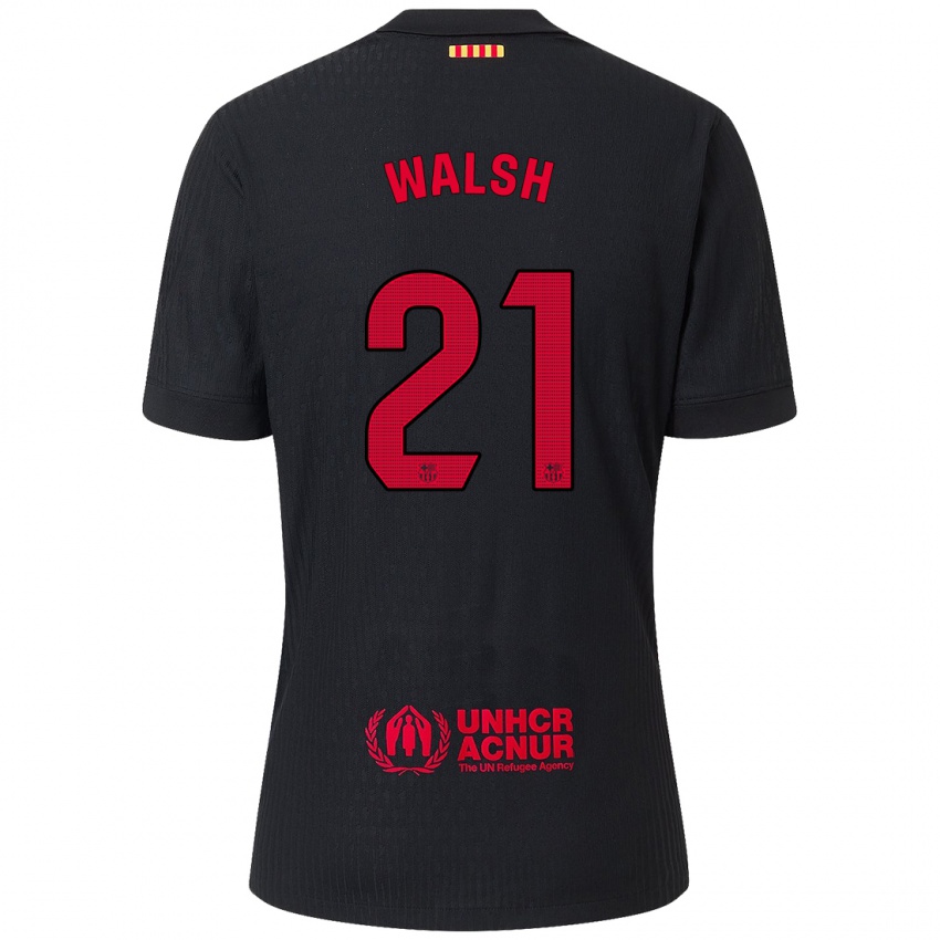 Niño Camiseta Keira Walsh #21 Negro Rojo 2ª Equipación 2024/25 La Camisa Chile