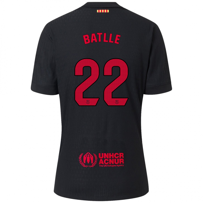 Niño Camiseta Ona Batlle #22 Negro Rojo 2ª Equipación 2024/25 La Camisa Chile