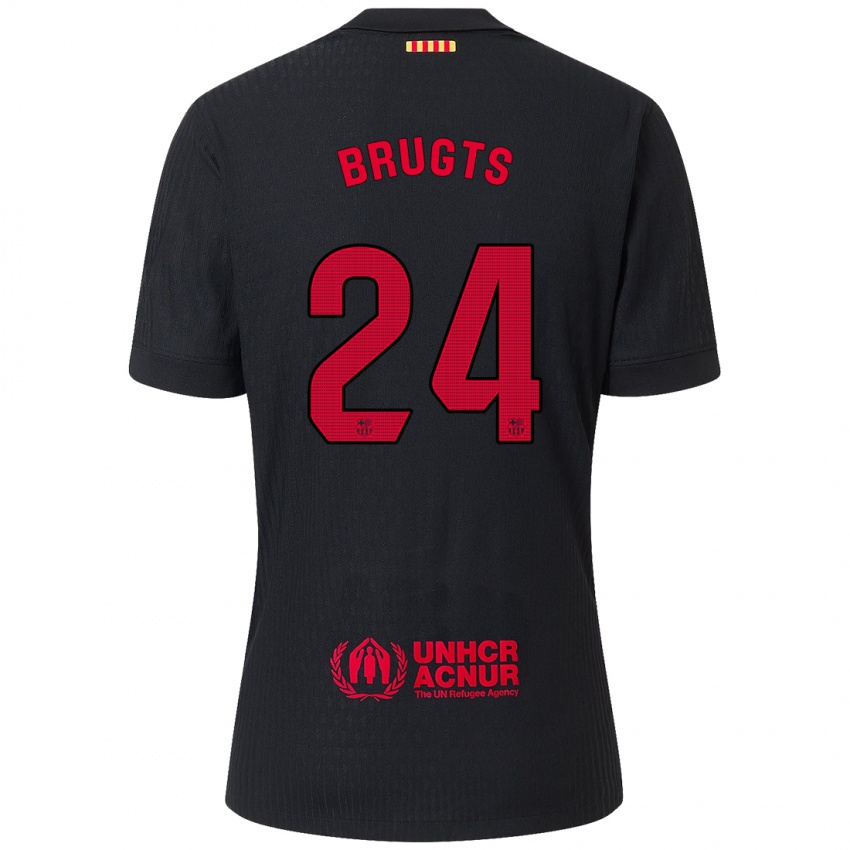 Niño Camiseta Esmee Brugts #24 Negro Rojo 2ª Equipación 2024/25 La Camisa Chile