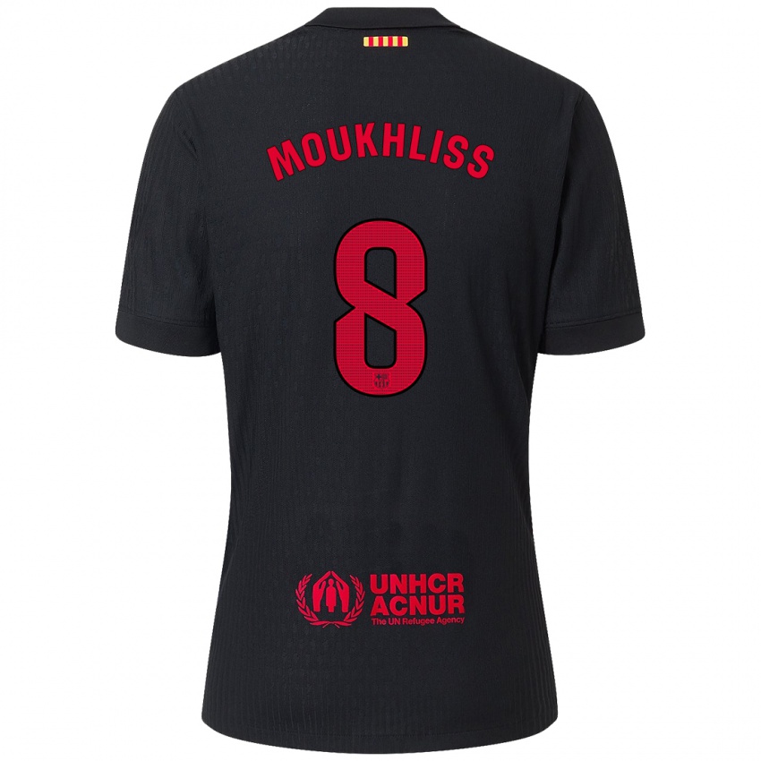 Niño Camiseta Moha Moukhliss #8 Negro Rojo 2ª Equipación 2024/25 La Camisa Chile