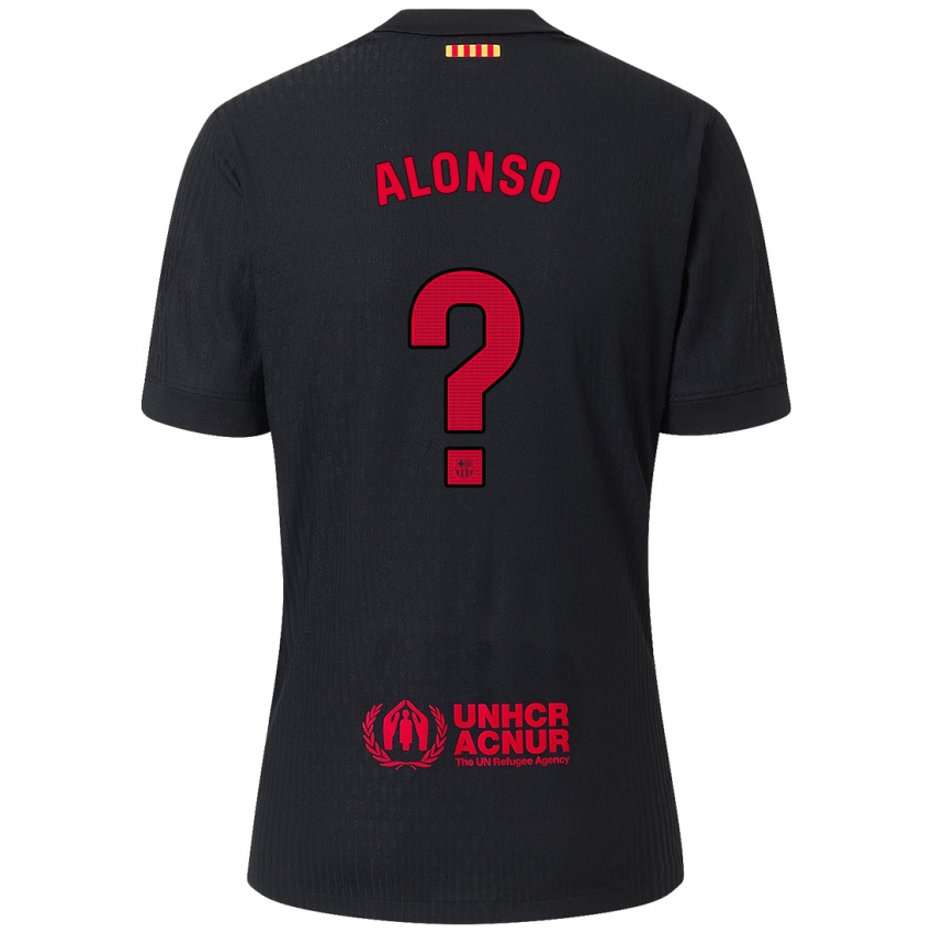 Niño Camiseta Aáron Alonso #0 Negro Rojo 2ª Equipación 2024/25 La Camisa Chile