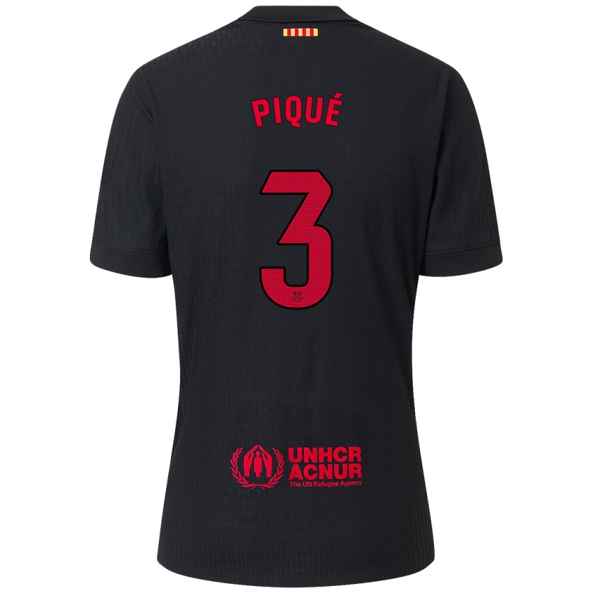 Niño Camiseta Gerard Piqué #3 Negro Rojo 2ª Equipación 2024/25 La Camisa Chile