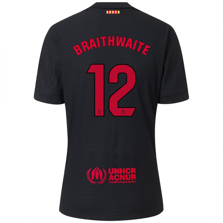 Niño Camiseta Martin Braithwaite #12 Negro Rojo 2ª Equipación 2024/25 La Camisa Chile