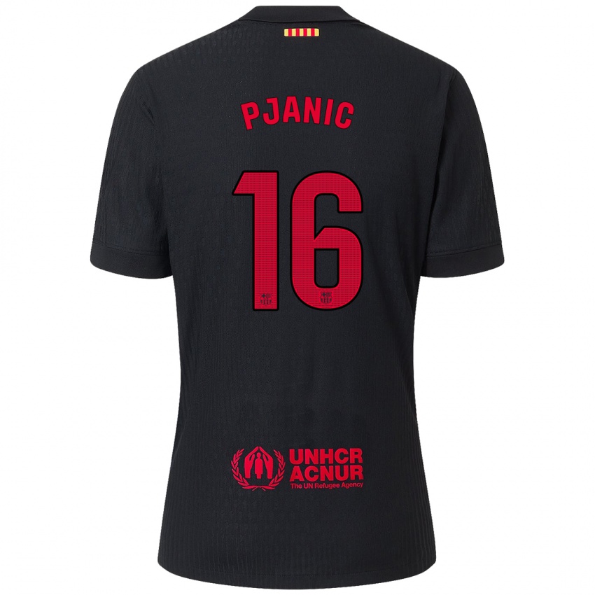 Niño Camiseta Miralem Pjanic #16 Negro Rojo 2ª Equipación 2024/25 La Camisa Chile