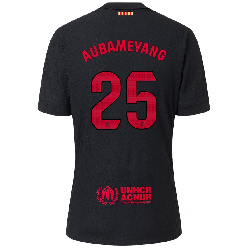 Niño Camiseta Pierre Emerick Aubameyang #25 Negro Rojo 2ª Equipación 2024/25 La Camisa Chile