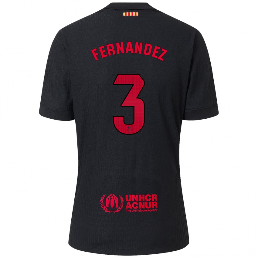 Niño Camiseta Jana Fernandez #3 Negro Rojo 2ª Equipación 2024/25 La Camisa Chile