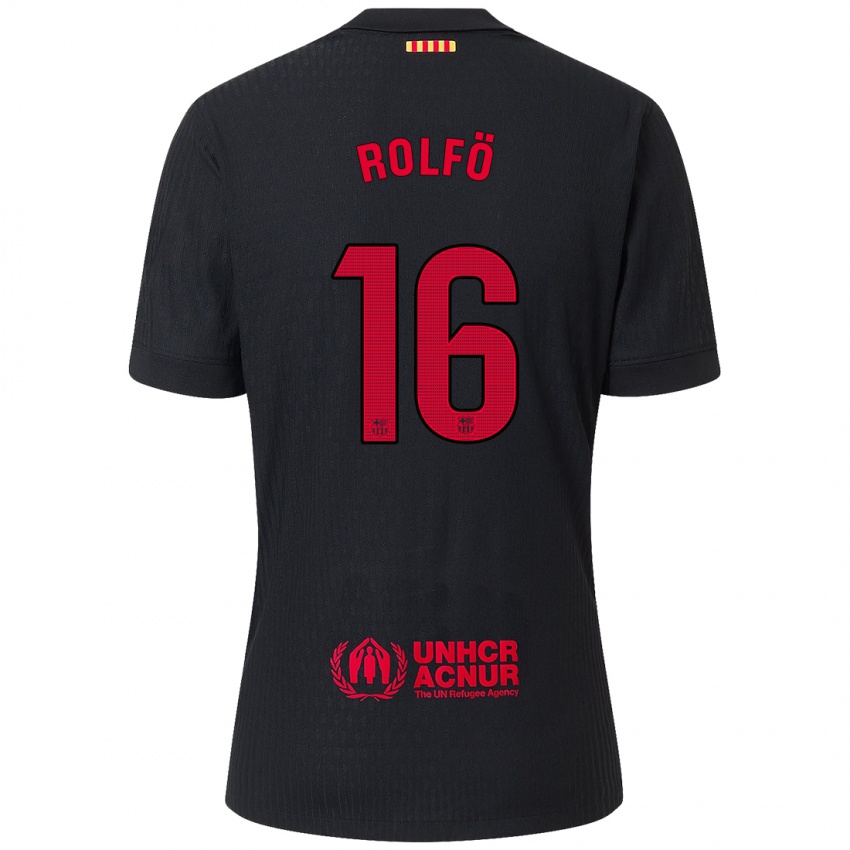 Niño Camiseta Fridolina Rolfo #16 Negro Rojo 2ª Equipación 2024/25 La Camisa Chile