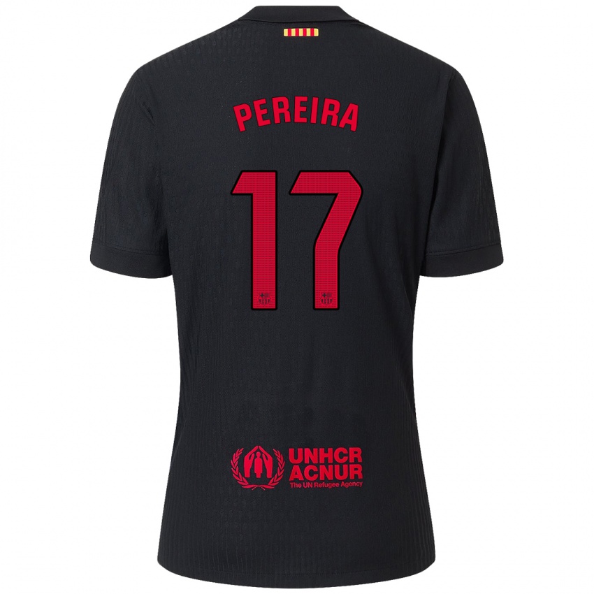 Niño Camiseta Andrea Pereira #17 Negro Rojo 2ª Equipación 2024/25 La Camisa Chile