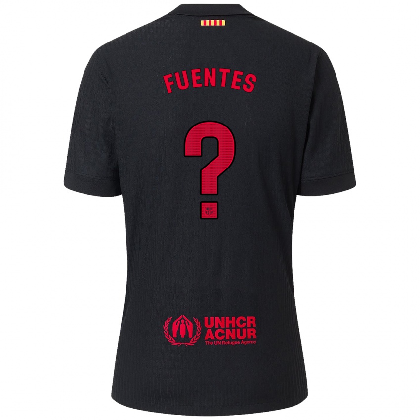 Niño Camiseta Juan David Fuentes #0 Negro Rojo 2ª Equipación 2024/25 La Camisa Chile