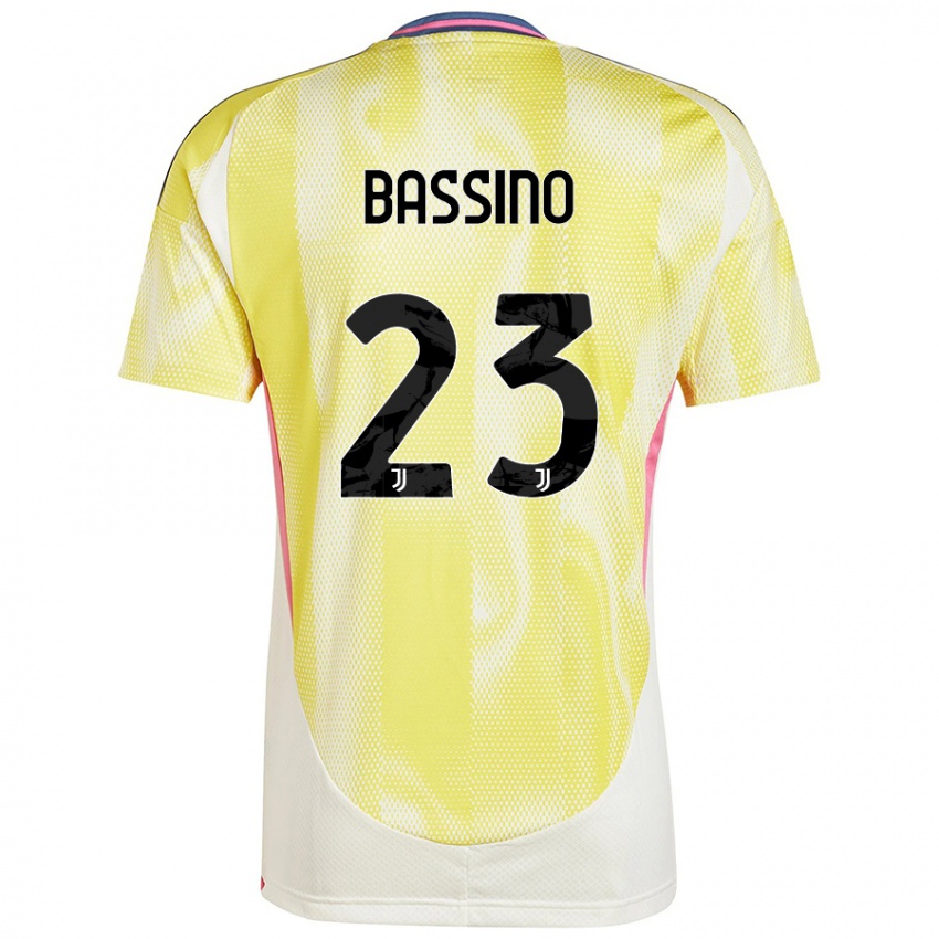 Niño Camiseta Alessandro Bassino #23 Amarillo Solar 2ª Equipación 2024/25 La Camisa Chile