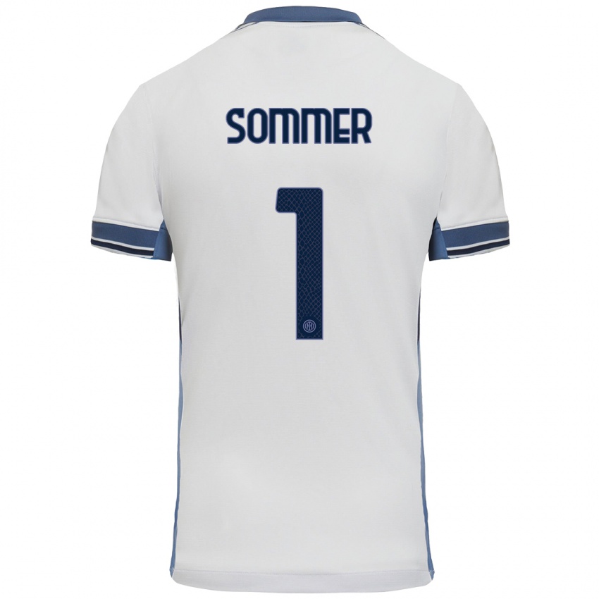 Niño Camiseta Yann Sommer #1 Blanco Gris 2ª Equipación 2024/25 La Camisa Chile