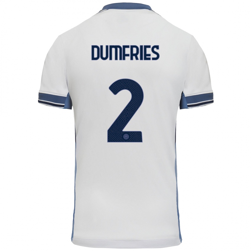 Niño Camiseta Denzel Dumfries #2 Blanco Gris 2ª Equipación 2024/25 La Camisa Chile