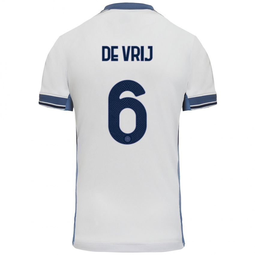 Niño Camiseta Stefan De Vrij #6 Blanco Gris 2ª Equipación 2024/25 La Camisa Chile