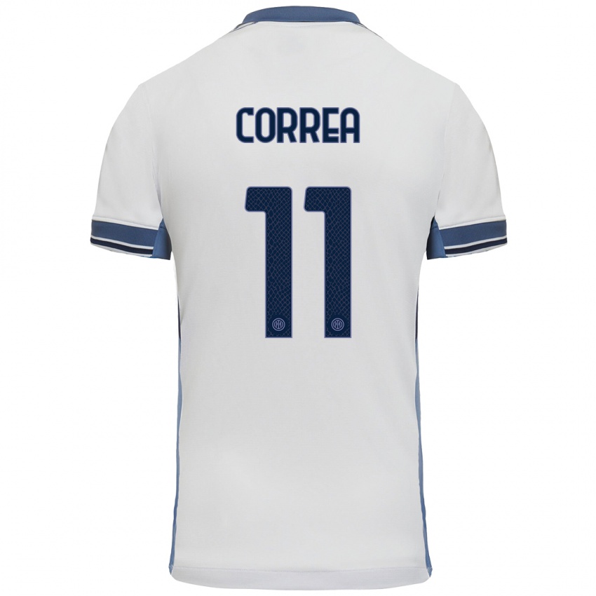 Niño Camiseta Joaquin Correa #11 Blanco Gris 2ª Equipación 2024/25 La Camisa Chile