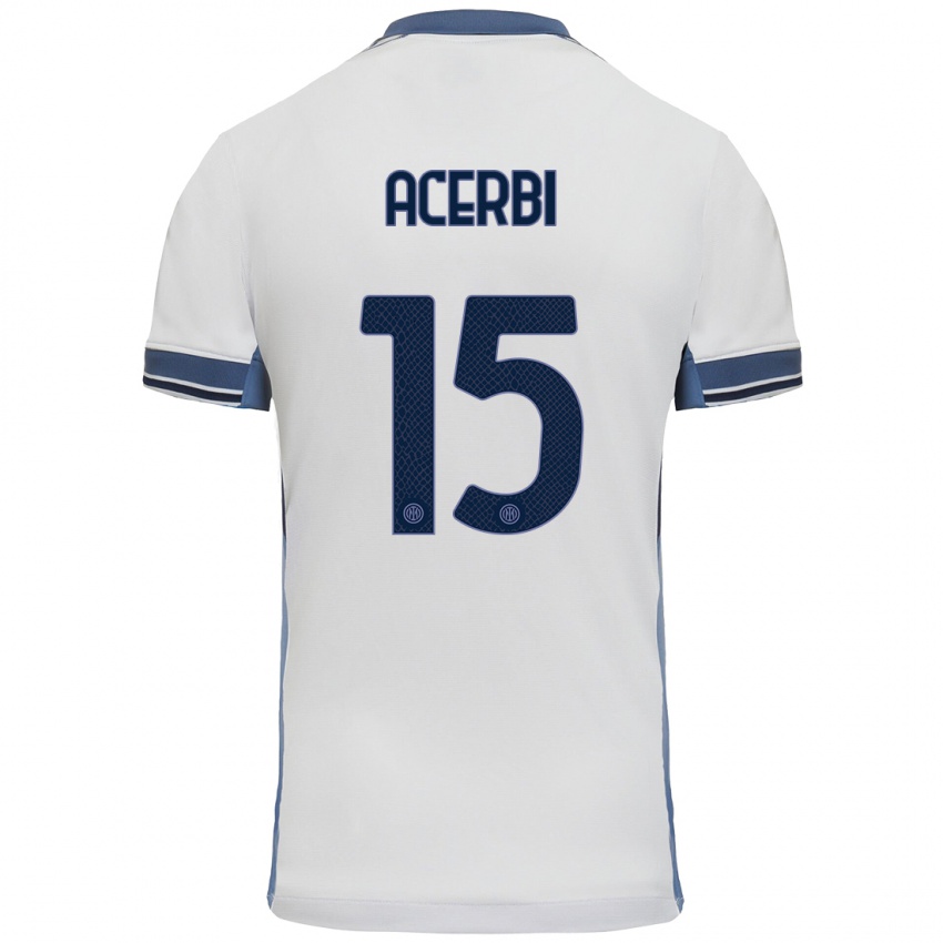 Niño Camiseta Francesco Acerbi #15 Blanco Gris 2ª Equipación 2024/25 La Camisa Chile