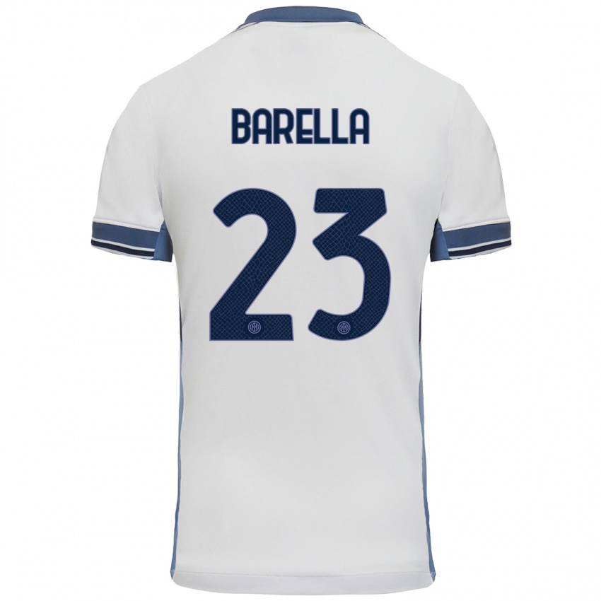 Niño Camiseta Nicolo Barella #23 Blanco Gris 2ª Equipación 2024/25 La Camisa Chile