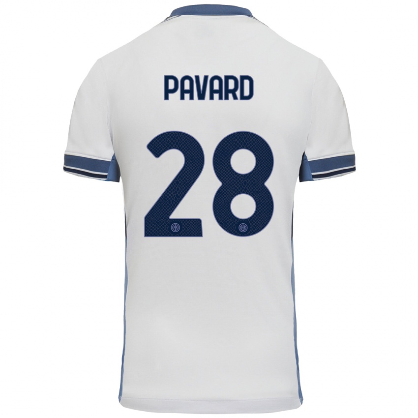 Niño Camiseta Benjamin Pavard #28 Blanco Gris 2ª Equipación 2024/25 La Camisa Chile