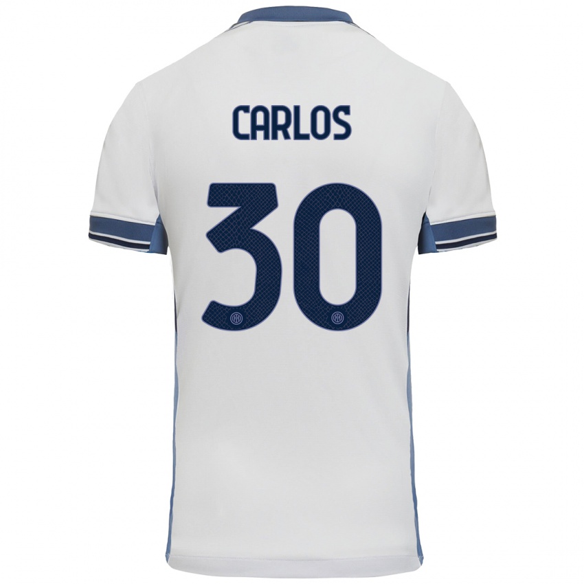 Niño Camiseta Carlos Augusto #30 Blanco Gris 2ª Equipación 2024/25 La Camisa Chile